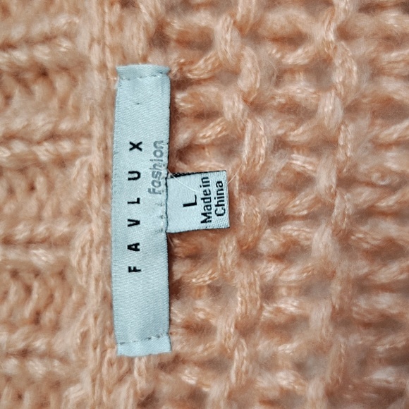 Favlux Knit Sweater Size Large Pink Balloon Sleeve V Neck Relaxed Fit - Picture 2 of 6